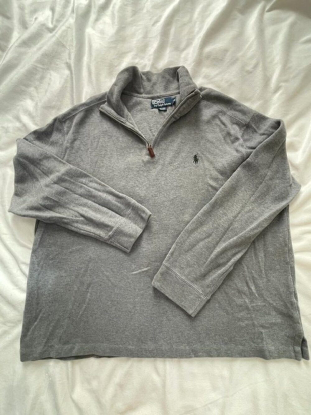 Polo Ralph Lauren Men’s Long Sleeve 1/4 Zip Pullover Shirt, Grey, Size XL